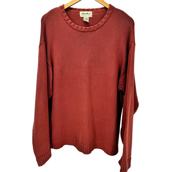 Eddie Bauer Sweater Mens XL Long Sleeve Pullover Clay Red WELL WORN Vintage - Picture 1 of 6
